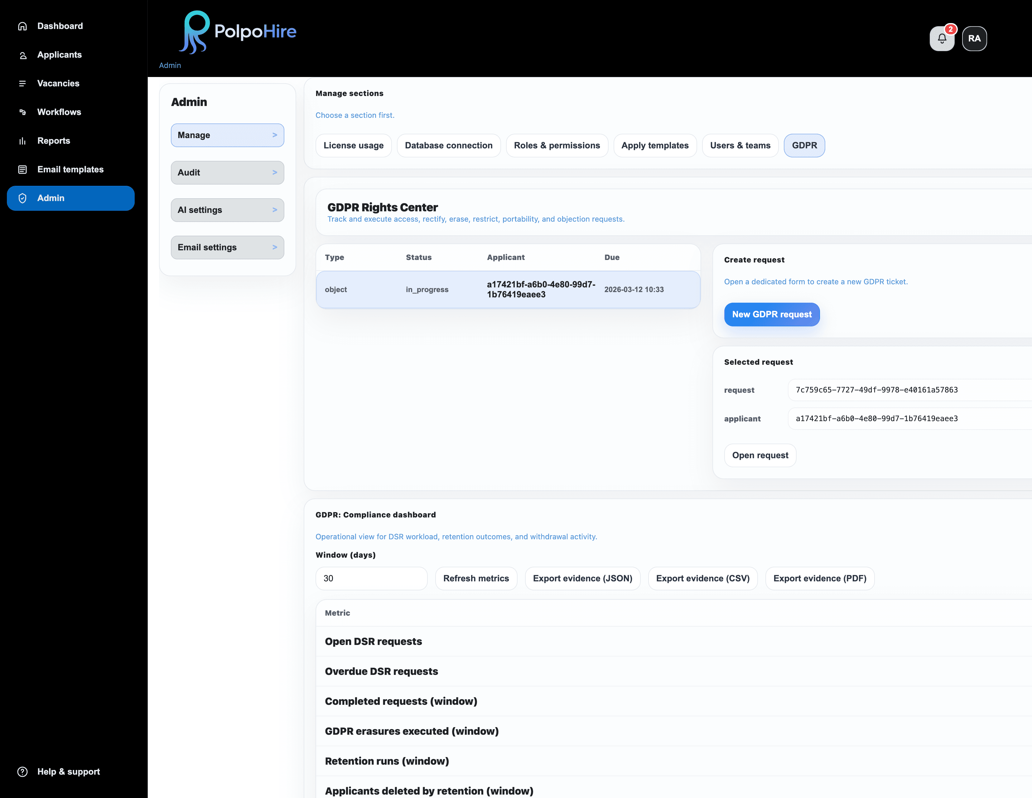 PolpoHire GDPR rights center